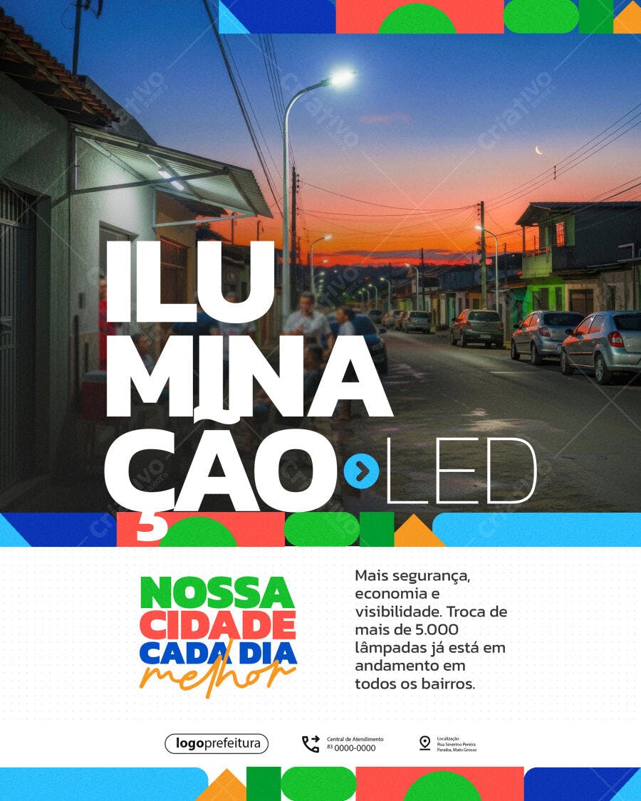 Flyer para Campanha Iluminação LED PSD Editável