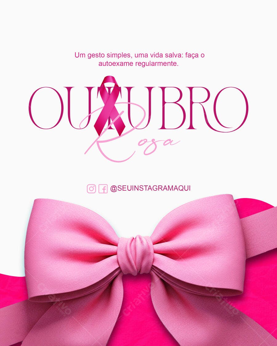 Flyer Outubro Rosa para Conscientização Câncer de Mama PSD Editável