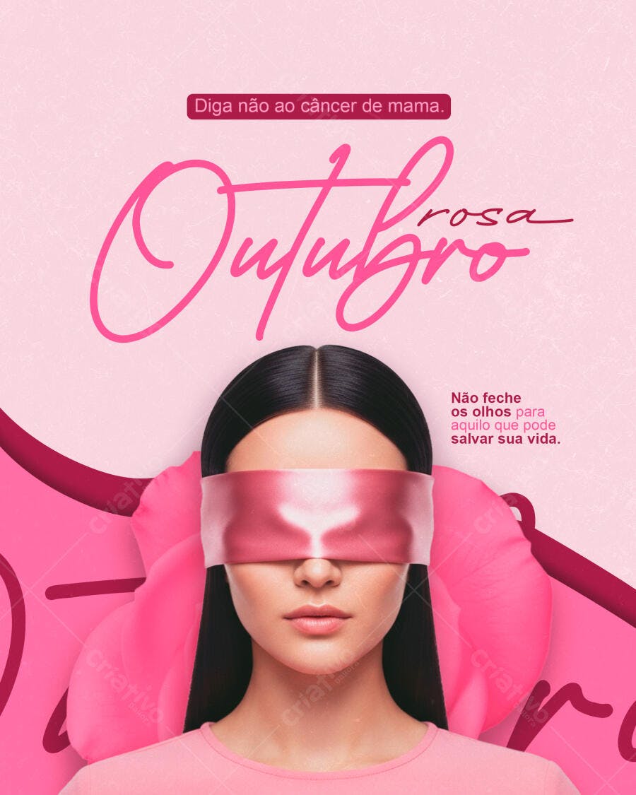 Flyer Outubro Rosa Conscientização PSD Editável