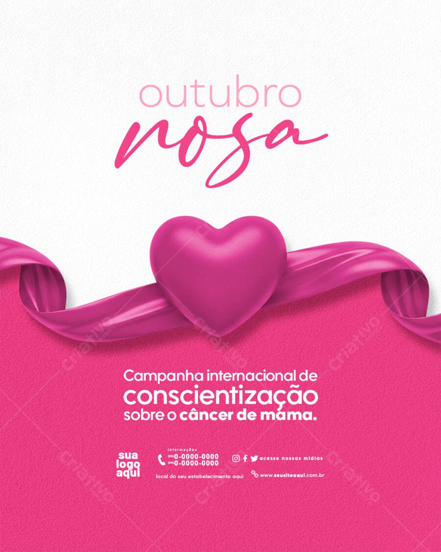 Flyer Campanha Outubro Rosa Câncer de Mama PSD Editável