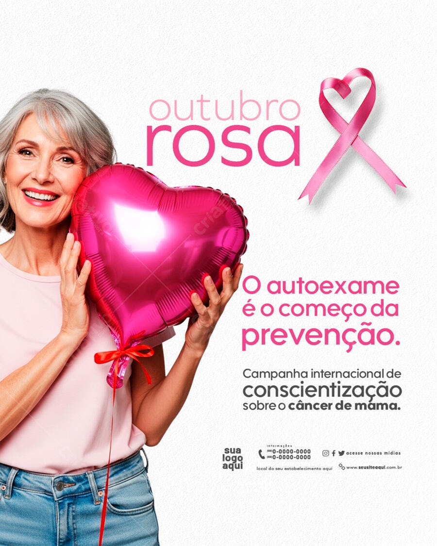 Flyer Outubro Rosa Conscientização Psd Editável