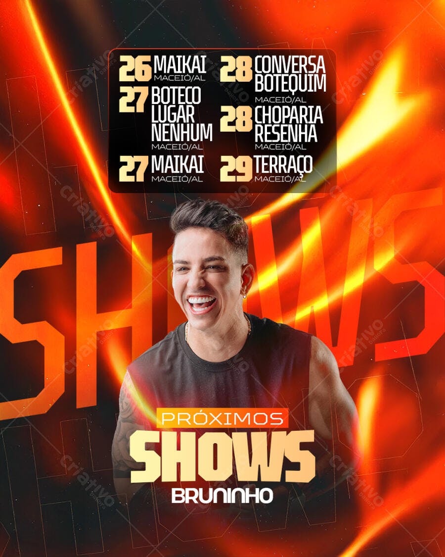Flyer Próximos Shows Bruninho Maceió PSD Editável