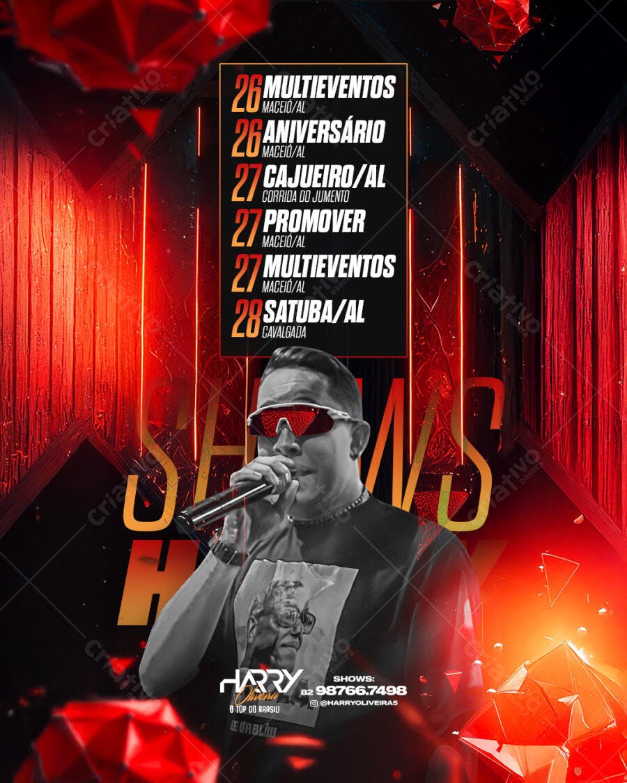 Flyer para Shows de Cantores e Cavalgada Maceió AL PSD Editável