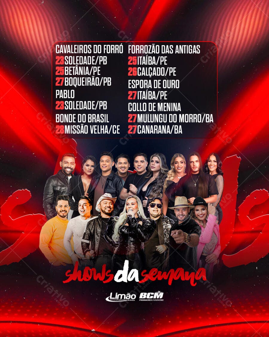 Flyer Shows da Semana Forró Nordestino PSD Editável