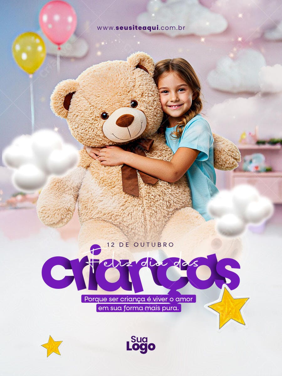 Flyer Dia das Crianças 12 de Outubro PSD Editável