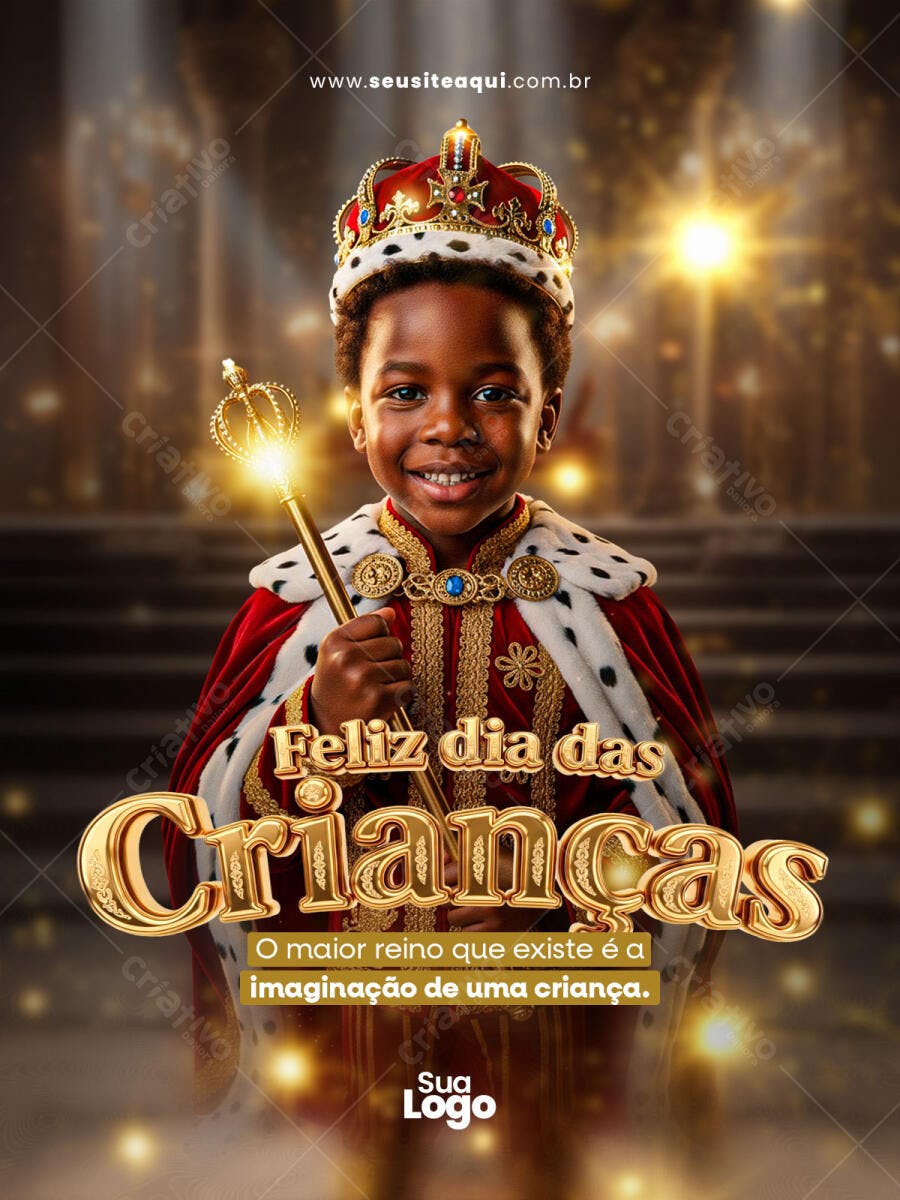 Flyer Dia das Crianças Infantil Rei PSD Editável