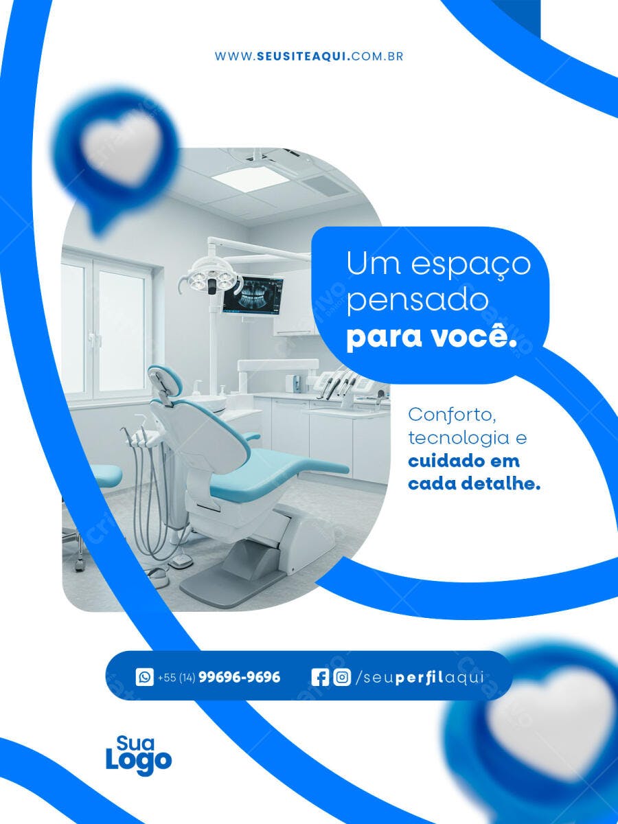 Post para Redes Sociais Clínica Odontológica PSD Editável