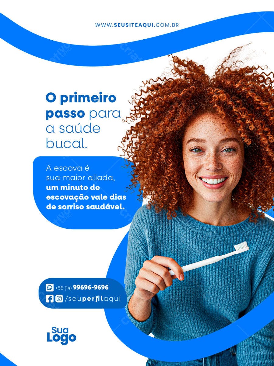 Post para Redes Sociais de Saúde Bucal PSD Editável