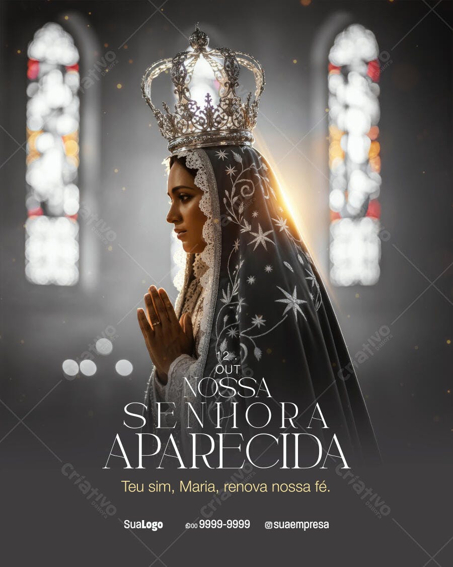 Flyer Dia de Nossa Senhora Aparecida 12 OUT PSD Editável