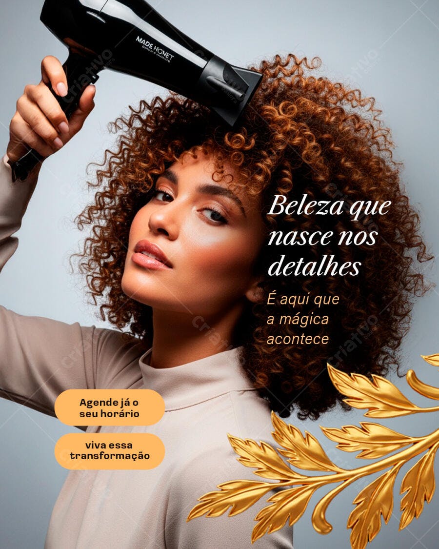 Flyer para Salão de Beleza Cabelos Cacheados PSD Editável