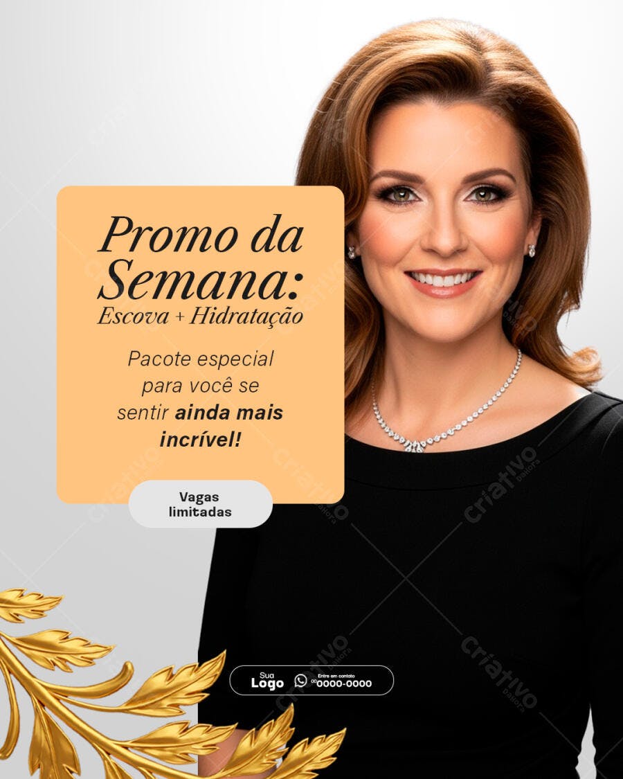 Flyer para Promoção Escova Hidratação Salão Beleza PSD Editável