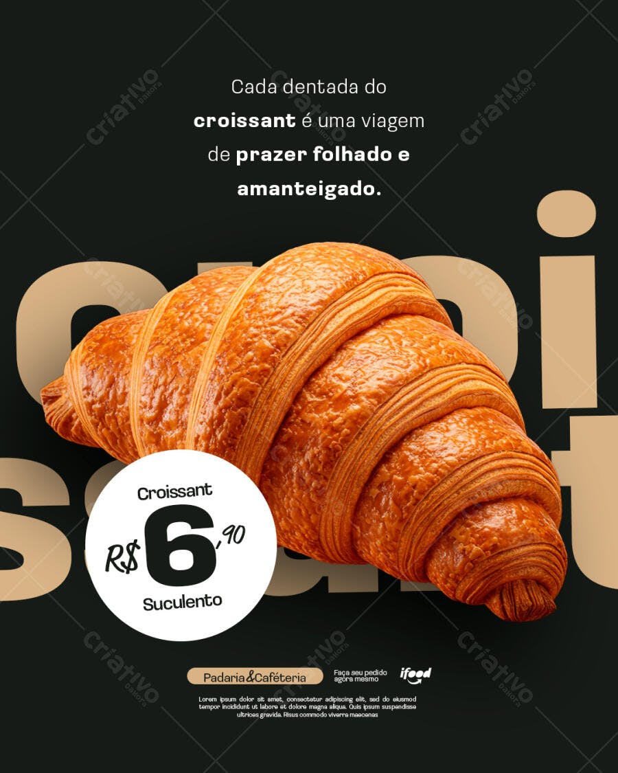 Flyer para Promoção de Croissant Suculento PSD Editável