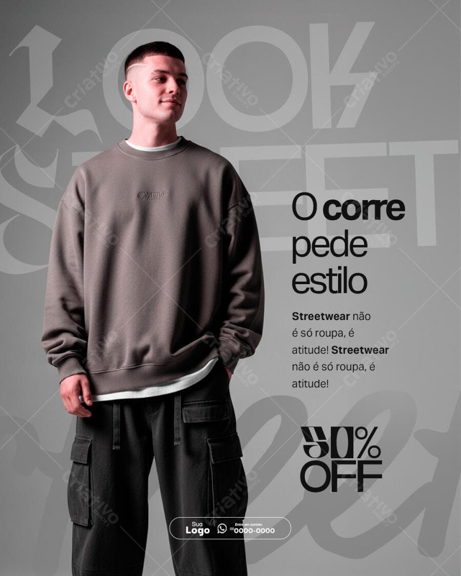 Flyer O Corre Pede Estilo Streetwear Masculino PSD Editável