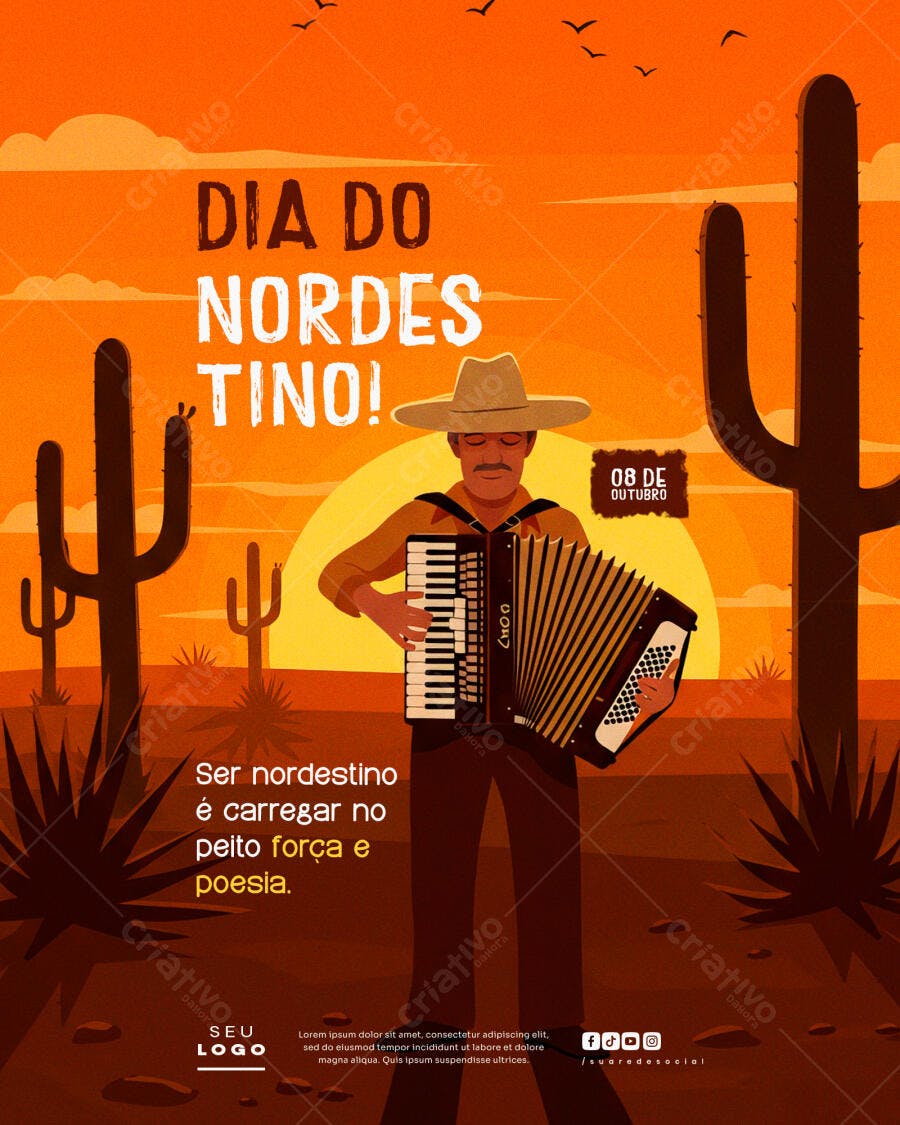 Flyer Dia do Nordestino PSD Editável
