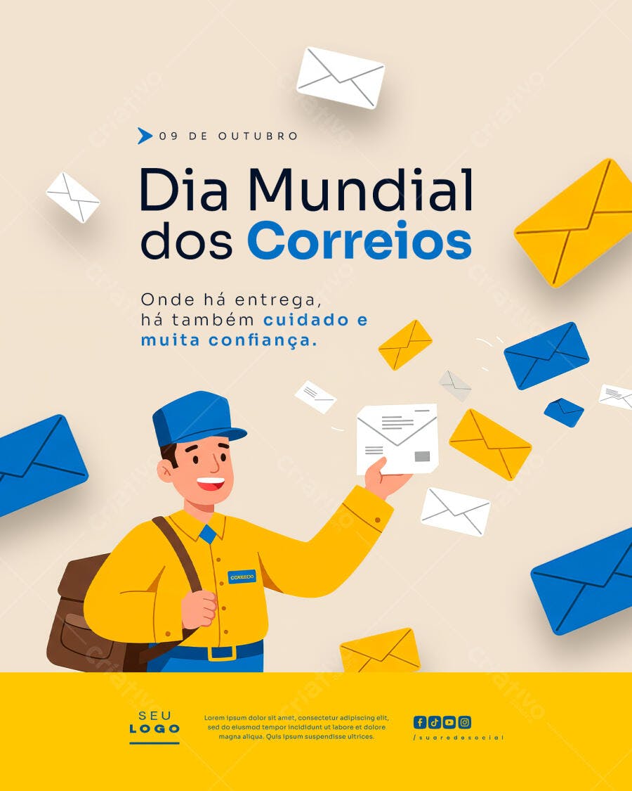 Flyer Dia Mundial dos Correios PSD Editável