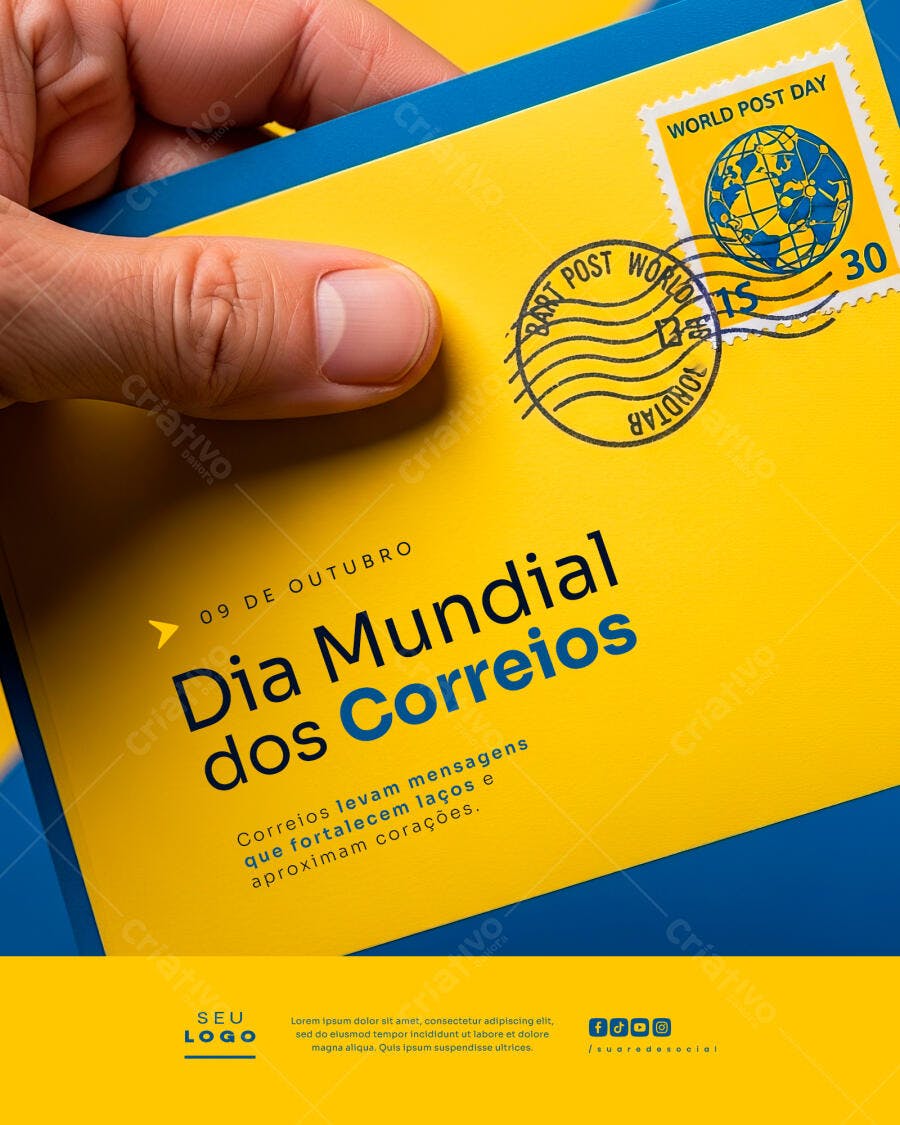Flyer Dia Mundial dos Correios PSD Editável