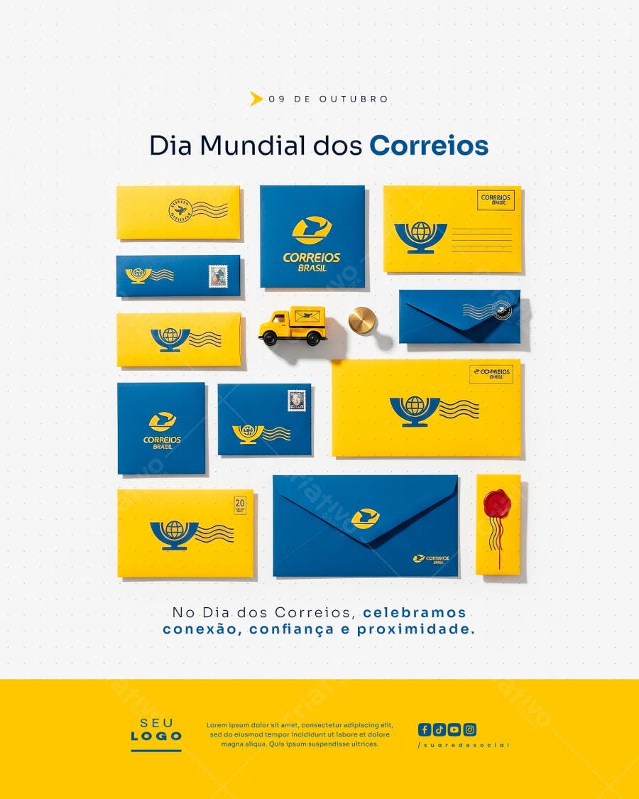 Flyer Dia Mundial dos Correios PSD Editável
