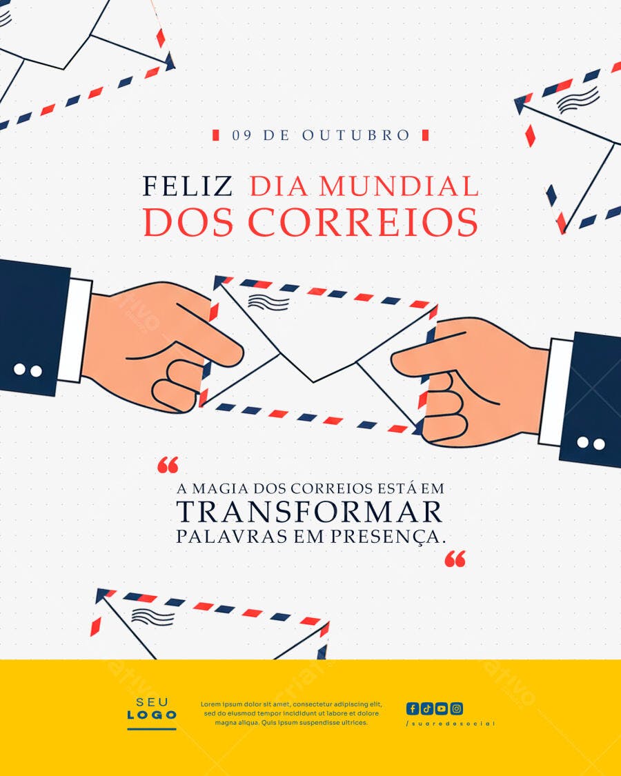 Flyer Dia Mundial dos Correios PSD Editável