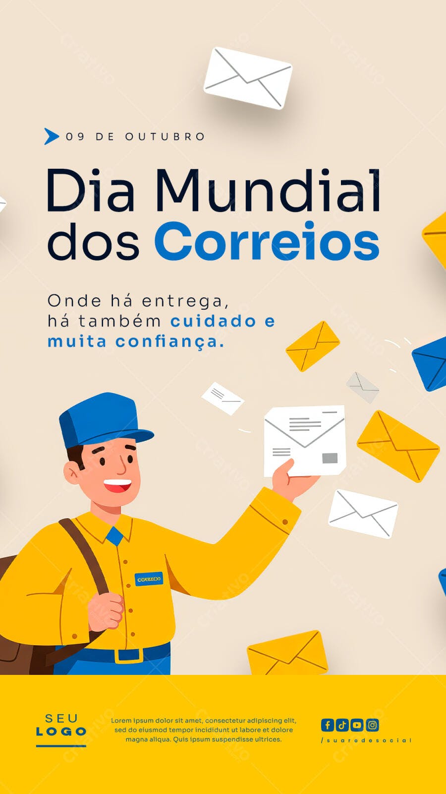 Flyer Dia Mundial dos Correios PSD Editável