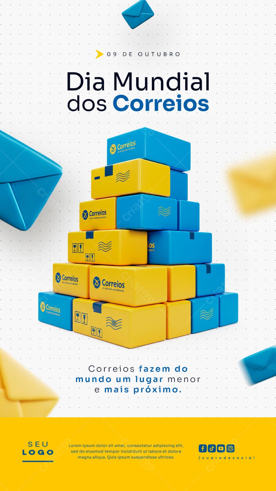 Flyer Dia Mundial dos Correios PSD Editável