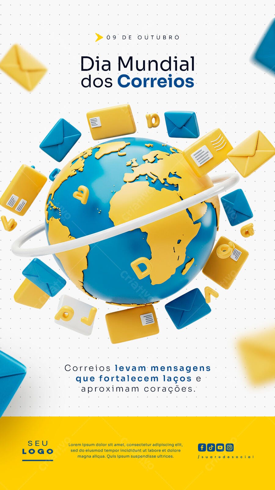 Flyer Dia Mundial dos Correios PSD Editável