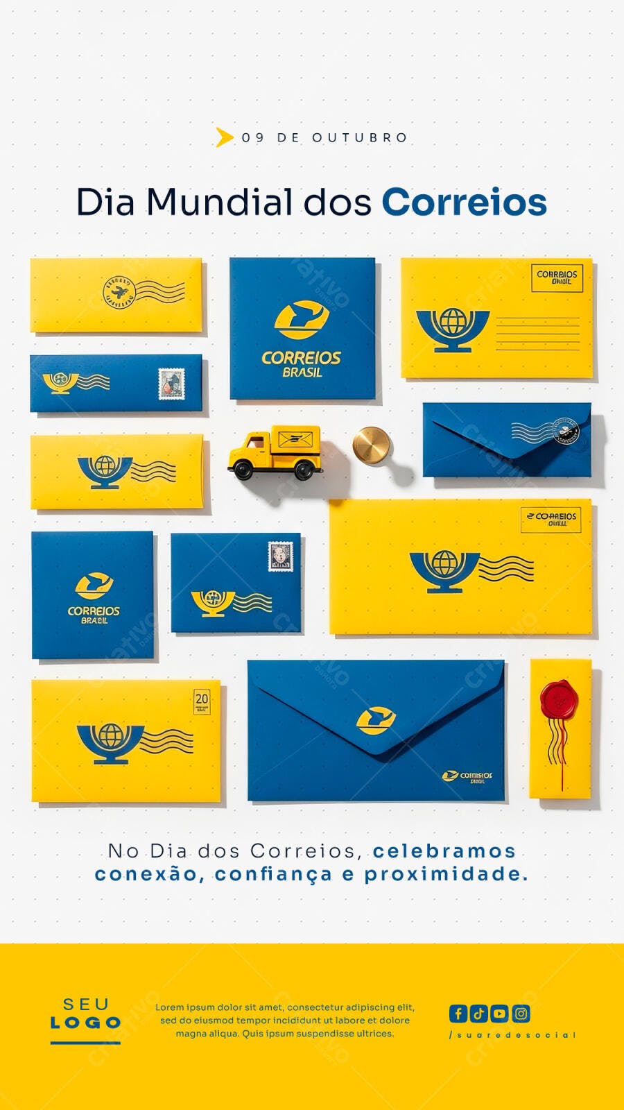 Flyer Dia Mundial dos Correios PSD Editável