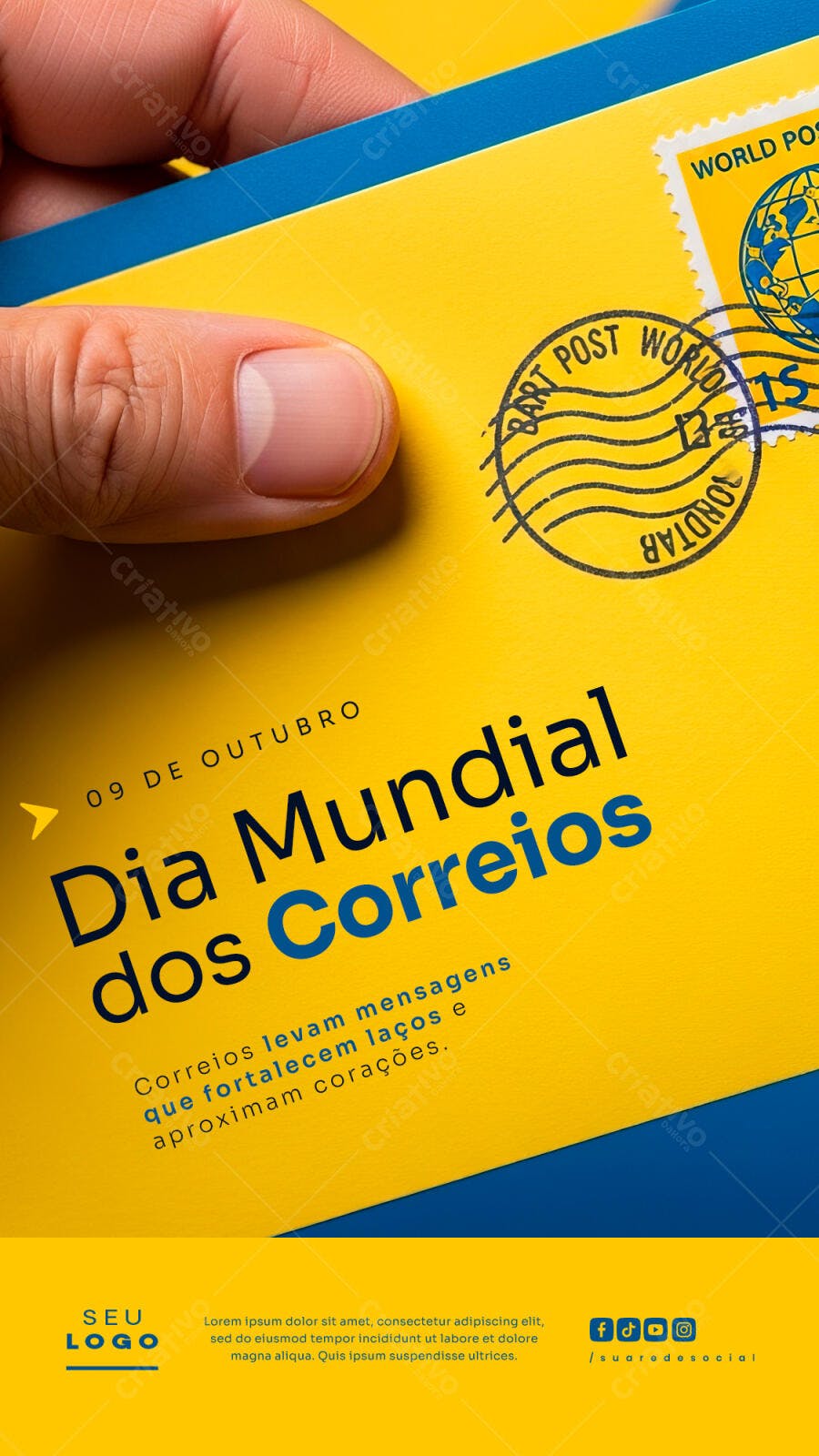 Flyer Social Media Dia Mundial dos Correios PSD Editável