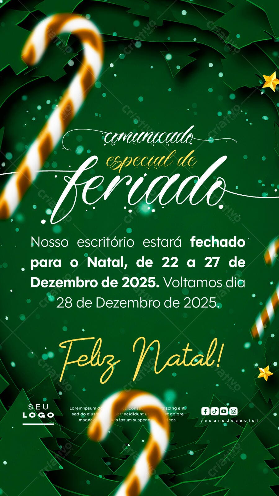 Flyer Natalino para Comunicado de Feriado PSD Editável