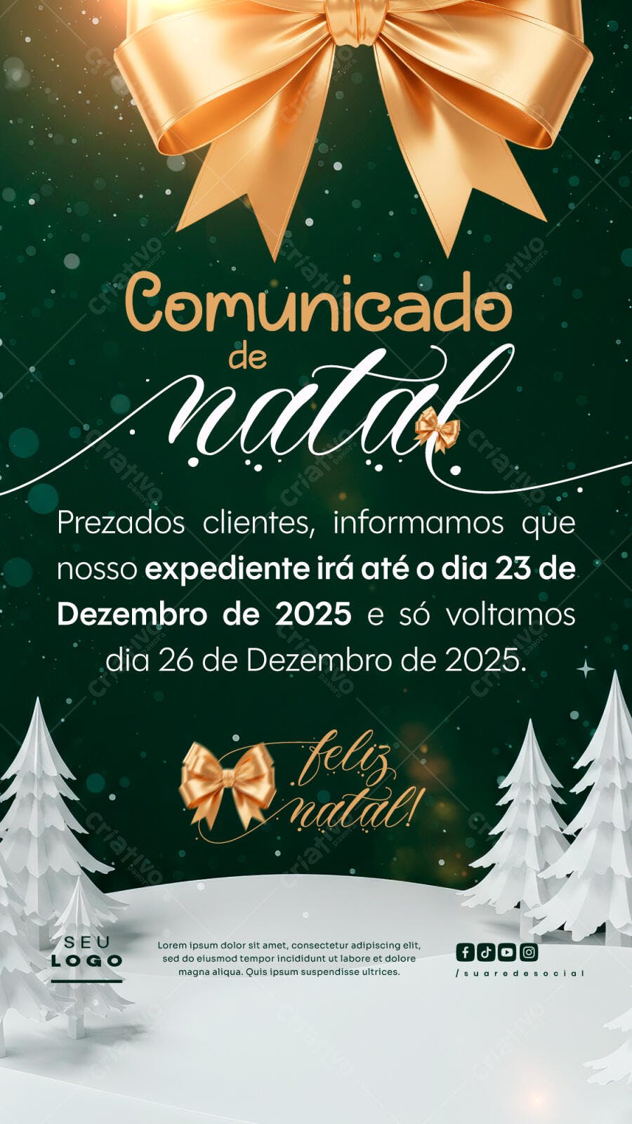 Flyer de Natal para Comunicado de Expediente PSD Editável