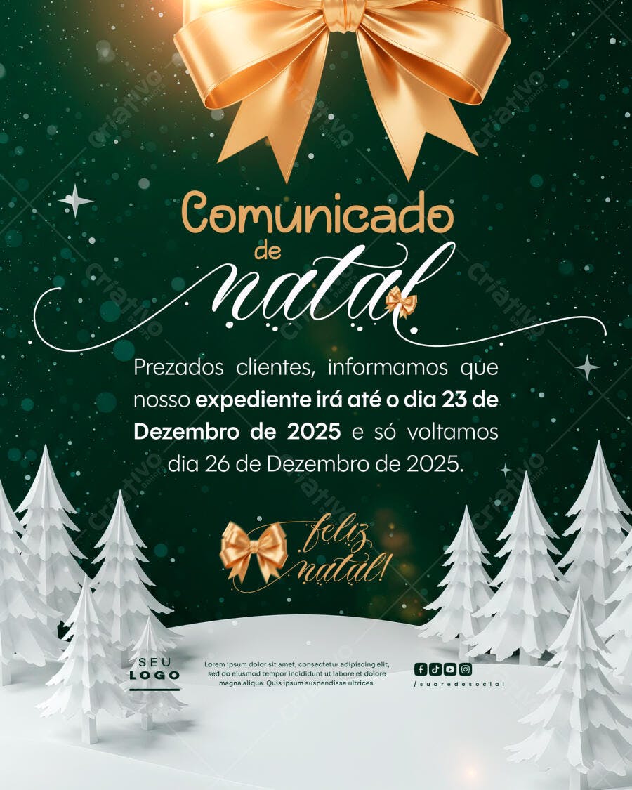 Comunicado de Natal para Empresas PSD Editável