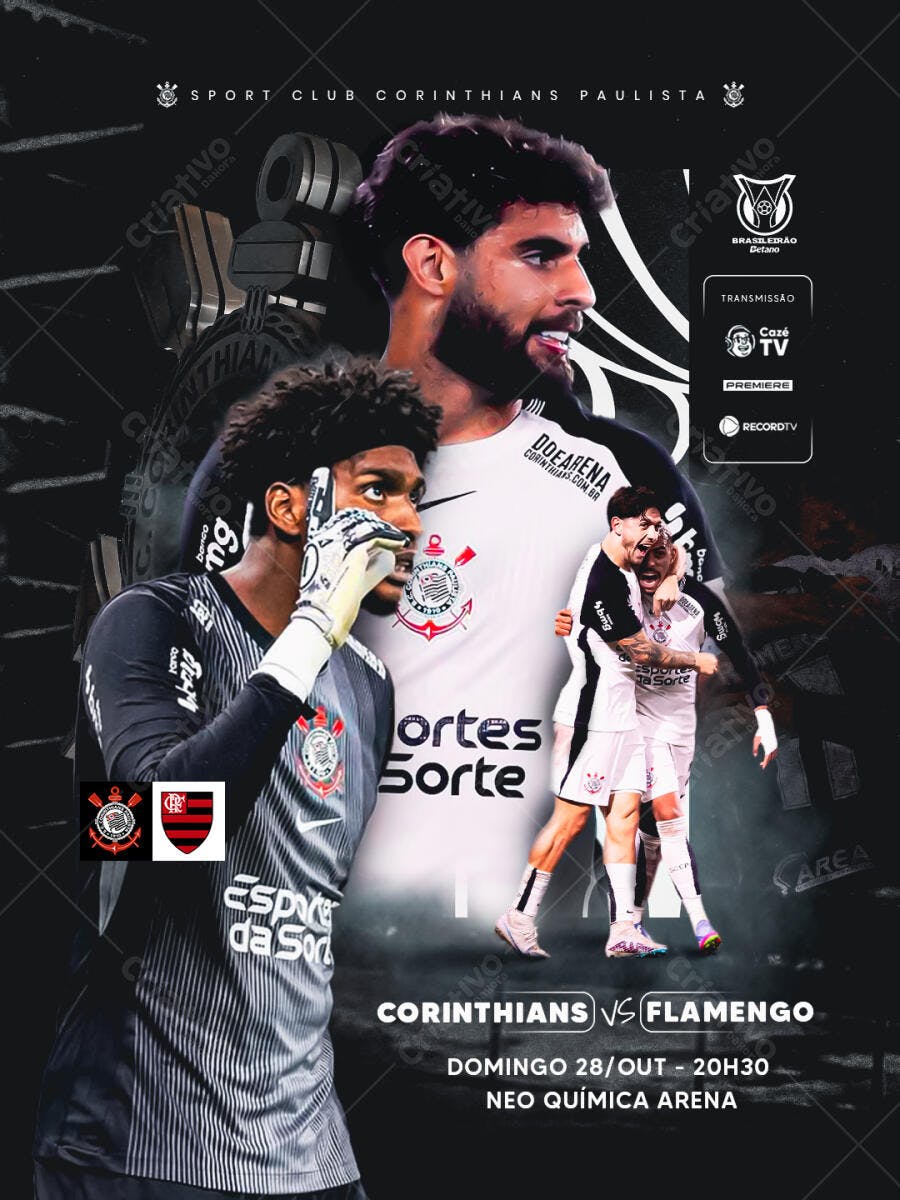 Flyer Jogo Corinthians vs Flamengo Brasileirão PSD Editável