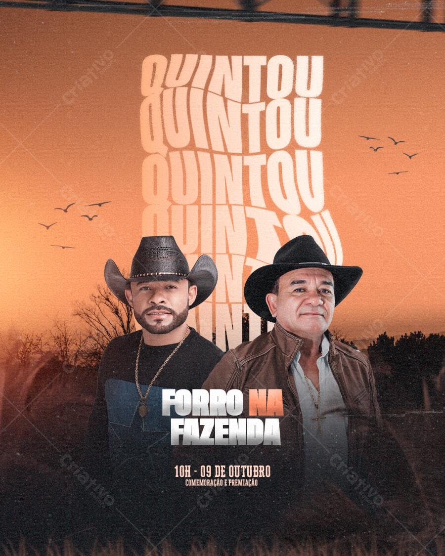 Flyer Forró na Fazenda Quintou PSD Editável