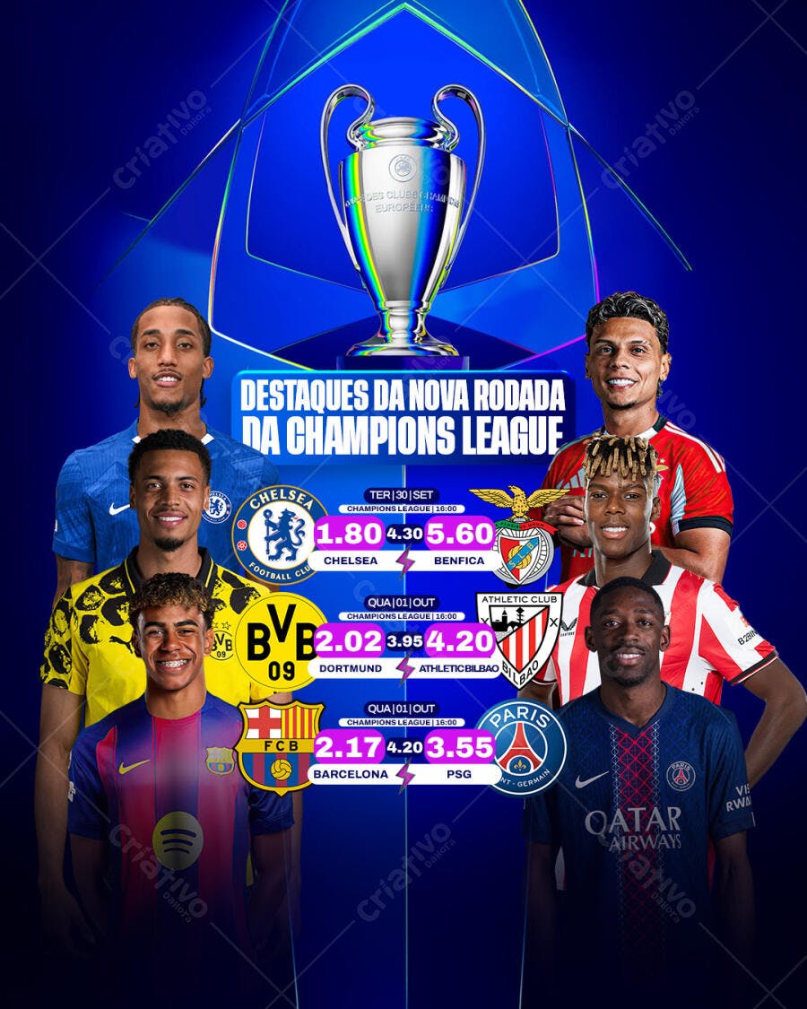Flyer Destaques Champions League Psd Editável