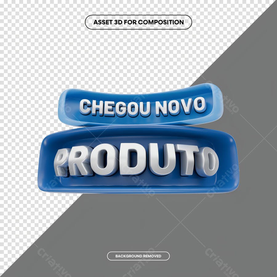 Selo 3D de lançamento novo produto azul metalizado brilhante