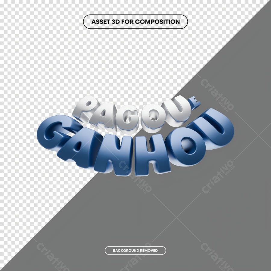 Selo 3D de promoção e vitória metalizado azul e branco