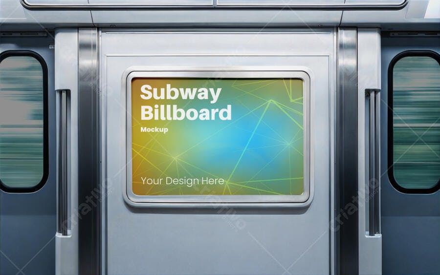 Mockup Realista de Painel Publicitário de Metrô Urbano Moderno