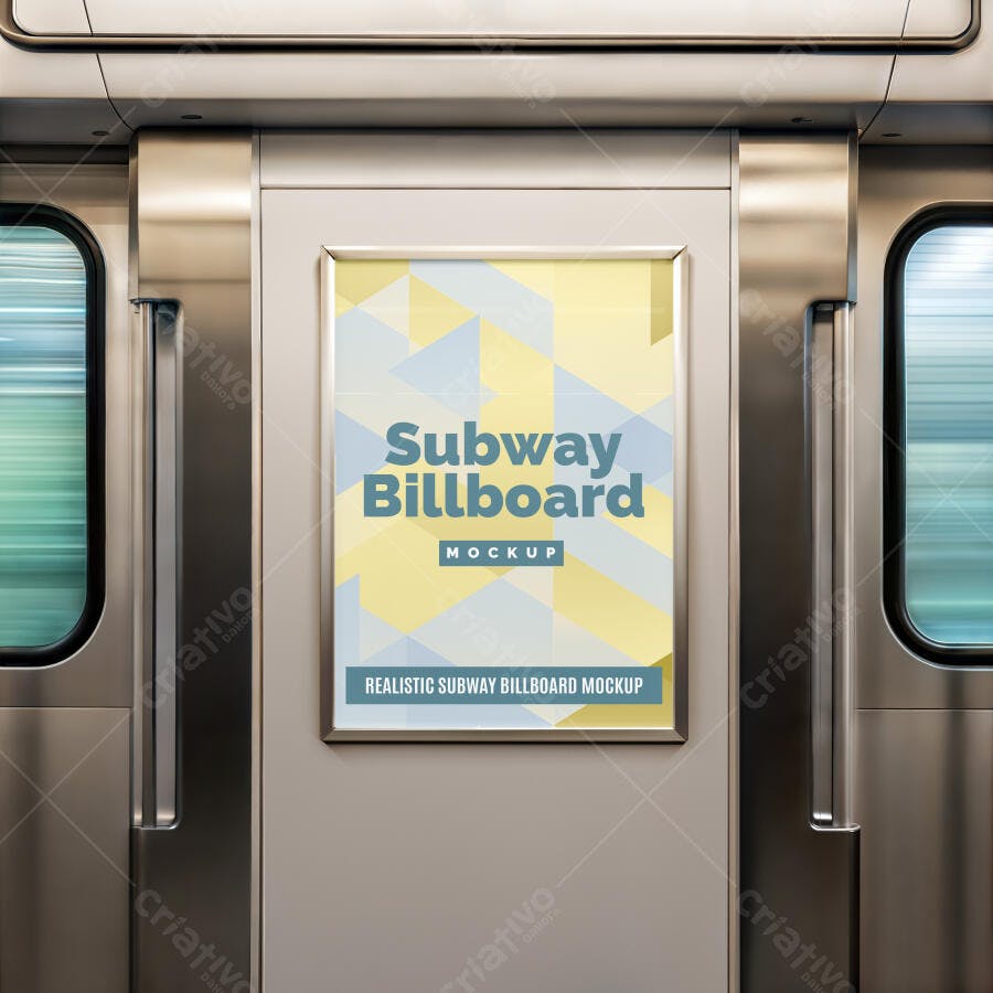 Mockup Realista de Painel Publicitário de Metrô Moderno Urbano