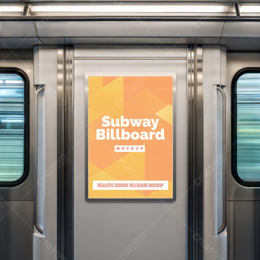 Mockup Realista de Outdoor Publicitário em Metrô Moderno Urbano