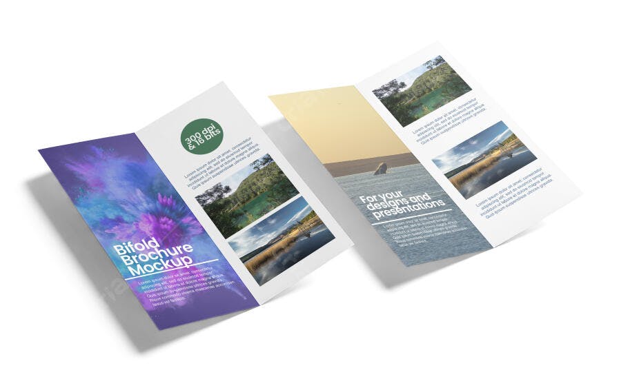 Mockup de Brochura Bifold Dupla Realista para Apresentações Profissionais e Marketing