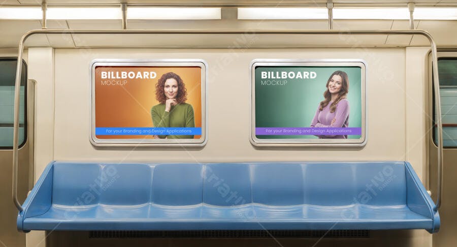 Mockup de Billboard Duplo em Metrô, Anúncio Urbano com Mulheres, Estilo Realista