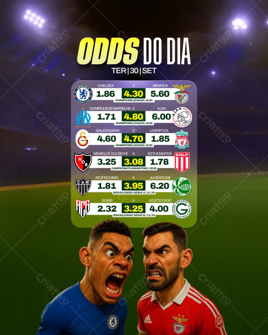 Flyer de Apostas Esportivas Odds do Dia Futebol PSD Editável
