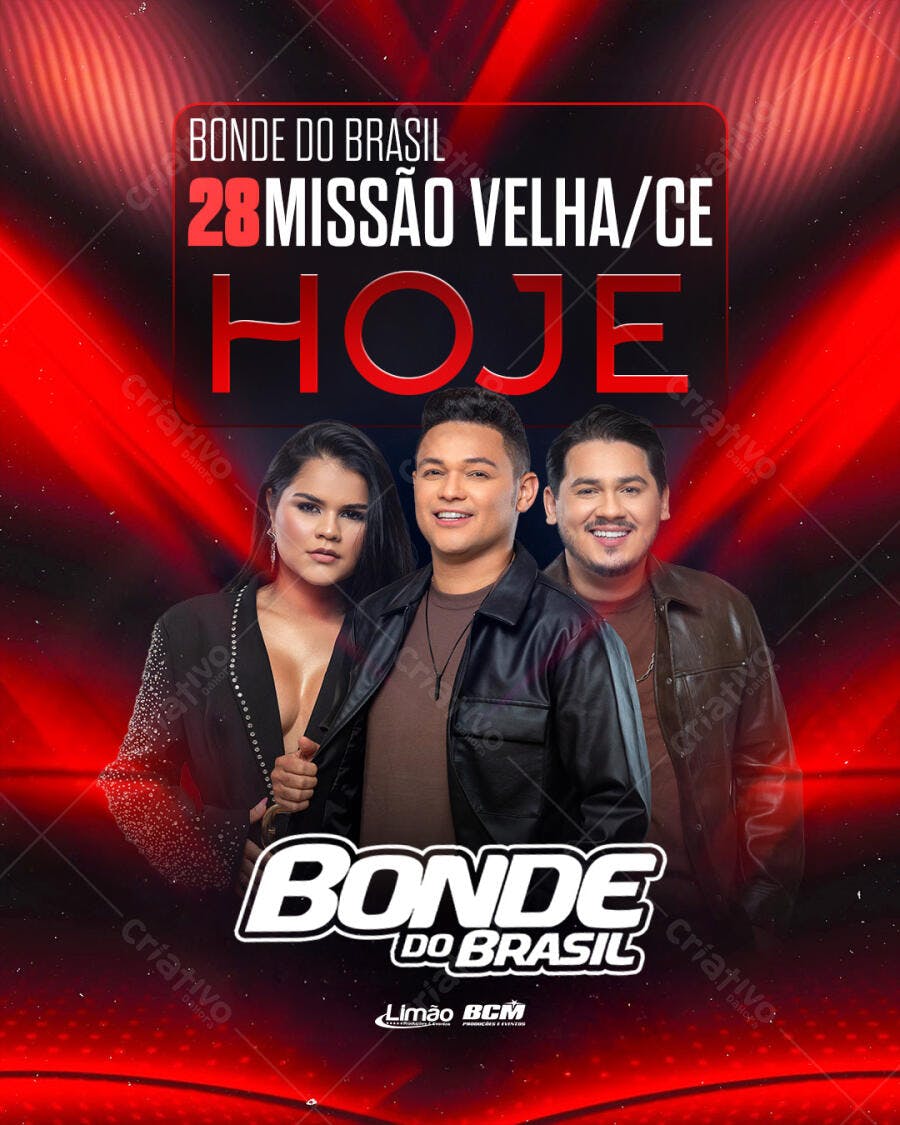 Flyer de Show para Bonde do Brasil Missão Velha PSD Editável