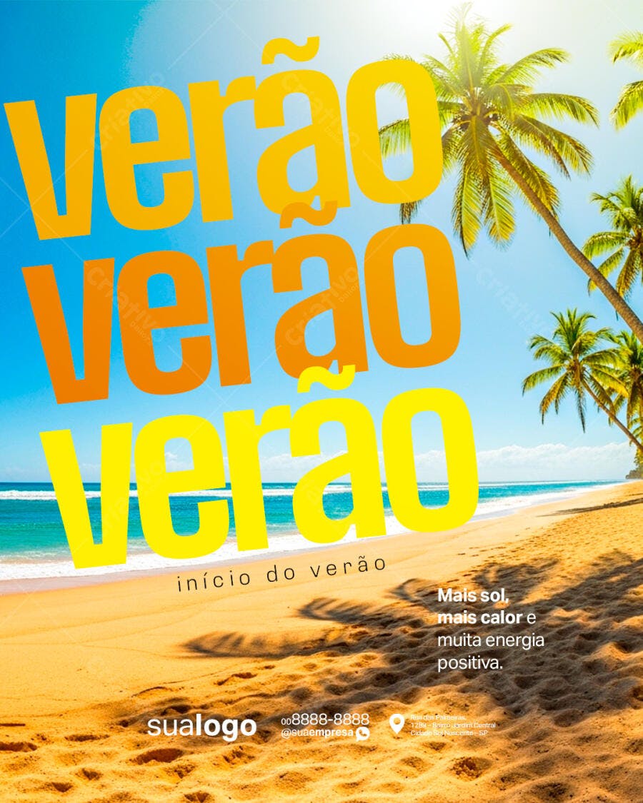 Flyer Início do Verão na Praia PSD Editável