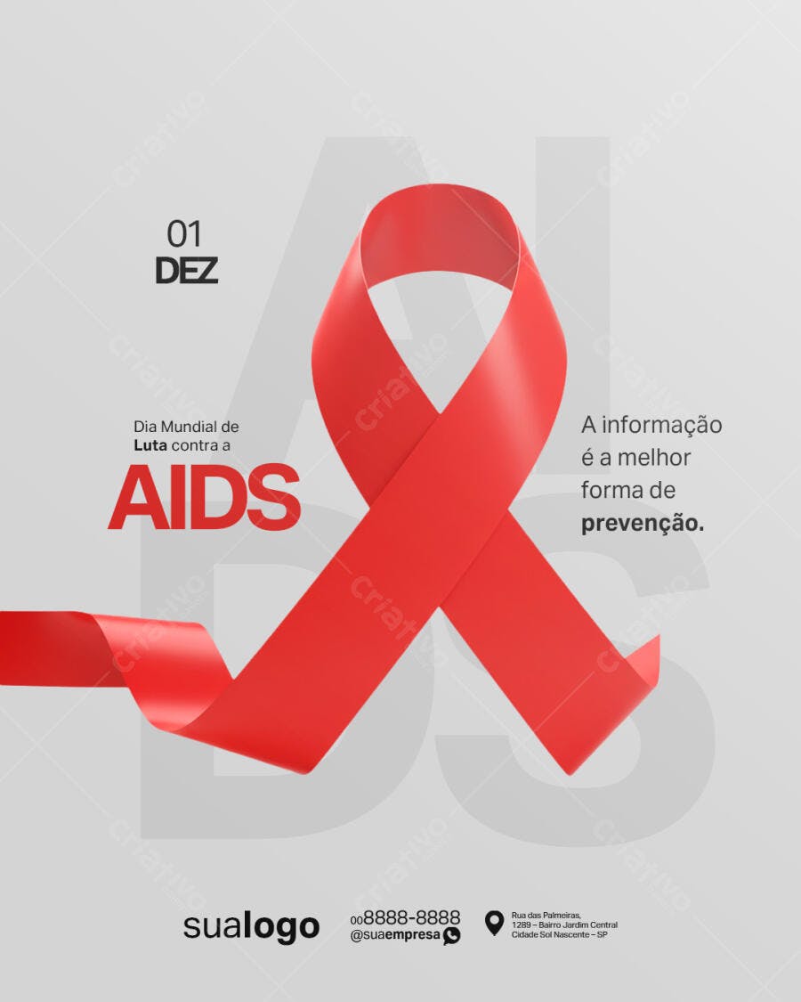 Post Social Dia Mundial de Luta contra a AIDS Psd Editável
