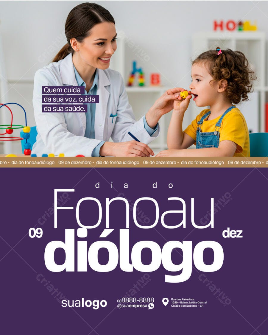 Flyer Dia do Fonoaudiólogo 09 Dezembro PSD Editável