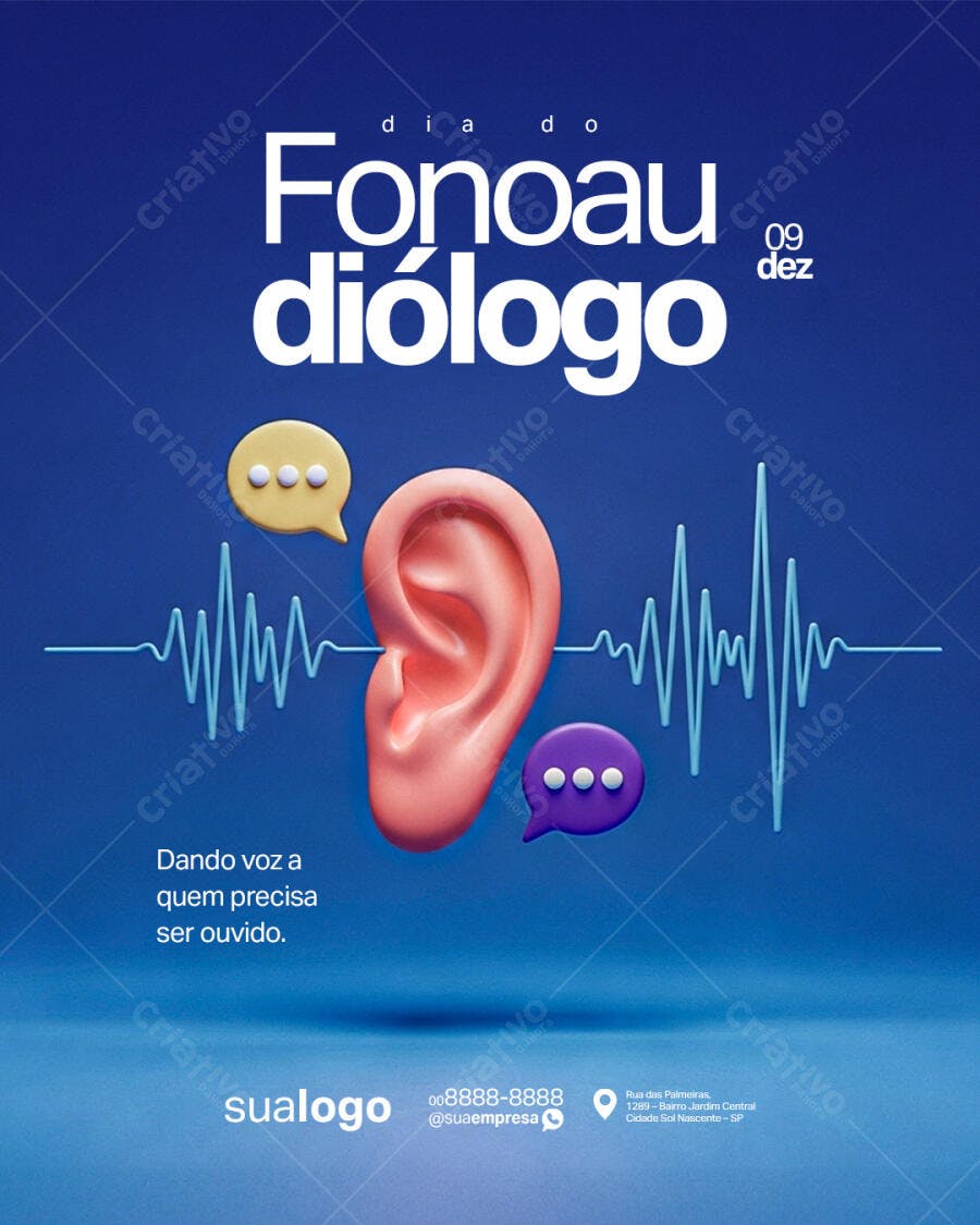 Flyer Dia do Fonoaudiólogo PSD Editável