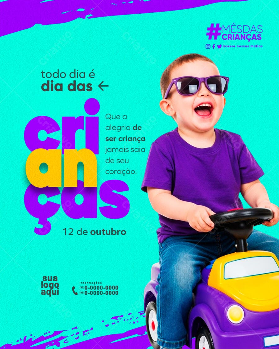 Post para Mês das Crianças PSD Editável