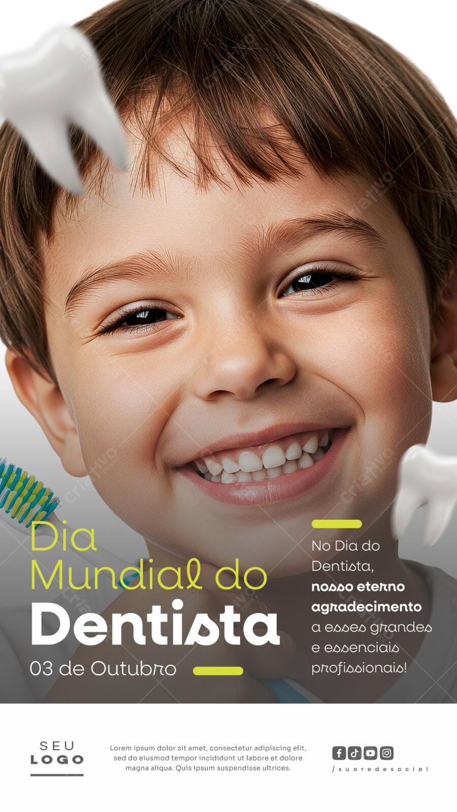 Flyer Dia Mundial do Dentista PSD Editável