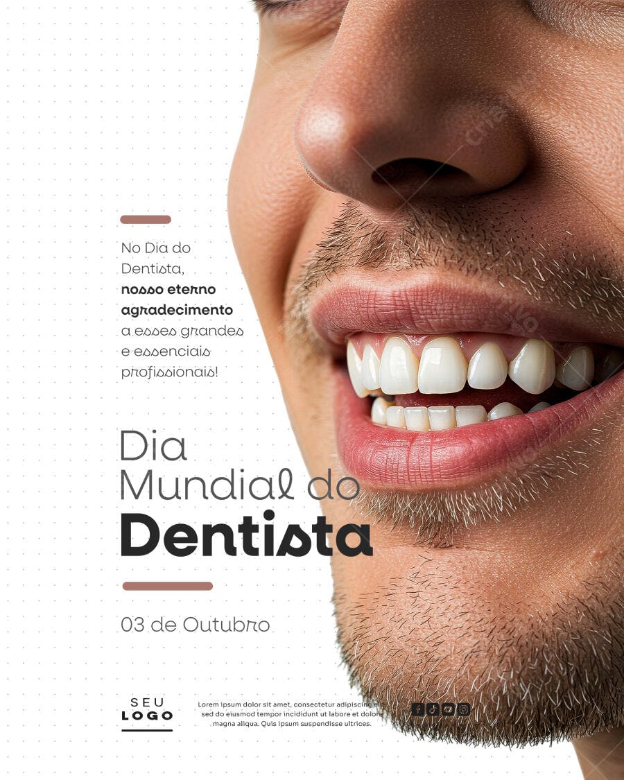 Flyer Dia Mundial do Dentista PSD Editável