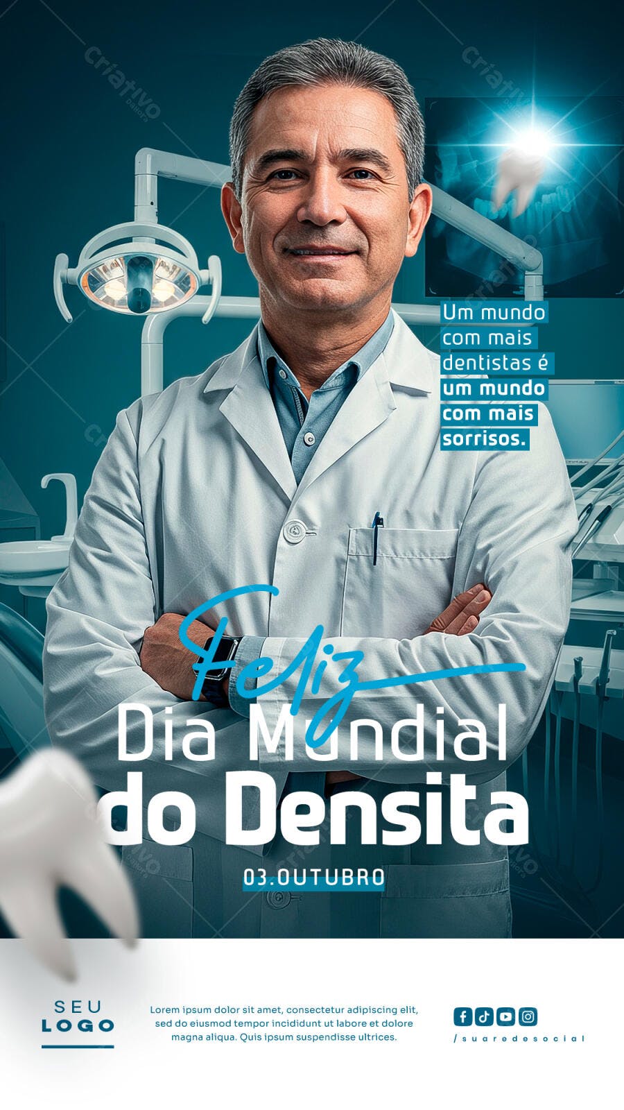 Flyer para o Dia Mundial do Dentista 03 de Outubro PSD Editável